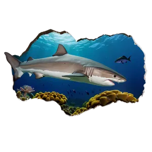 Tiger Shark With Shipwreck PNG 06212024