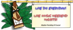 Tiki Bar Live Music Announcement PNG image