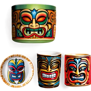 Tiki Themed Dinnerware Png 06132024 PNG image