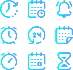Time Management Icons Set PNG image