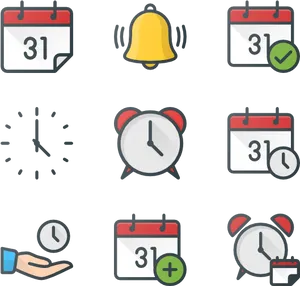 Time Management Icons Set PNG image