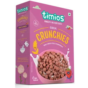 Timios Cereal Crunchies Box Design PNG image