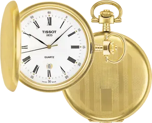 Tissot1853 Gold Pocket Watch PNG image