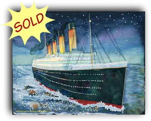 Titanic Watercolor Artwork Sold PNG image