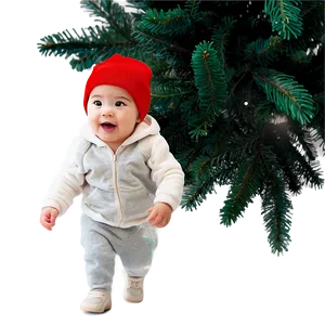 Toddler And Christmas Tree PNG 06112024