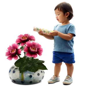 Toddler And Flowers PNG 06112024 PNG