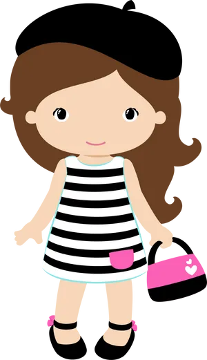 Toddler Girl Cartoon Character PNG