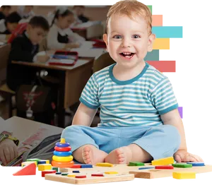 Toddler Playing Alone While Students Study PNG