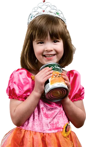 Toddler Princess Holding Can PNG