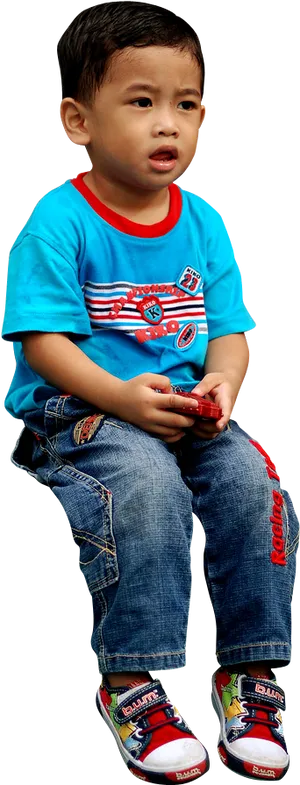 Toddlerin Blue Shirtand Jeans PNG image
