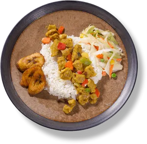 Tofu Currywith Riceand Plantains PNG image