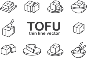 Tofu Icon Set Vector PNG image