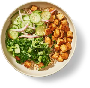 Tofu Vegetable Bowl Healthy Meal PNG image