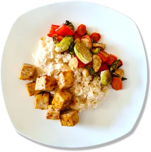 Tofu Vegetable Stir Frywith Rice PNG image