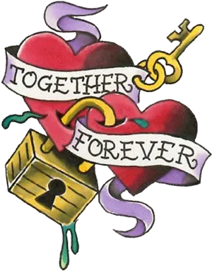 Together Forever Love Tattoo Design PNG image