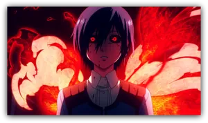 Tokyo Ghoul Anime Character With Red Eyes PNG image