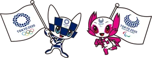 Tokyo2020 Olympics Mascotswith Flags PNG image