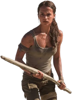 Tomb Raider Heroine Action Pose PNG image