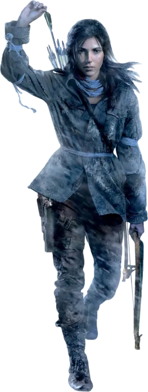 Tomb Raider Heroine Armedand Ready PNG image