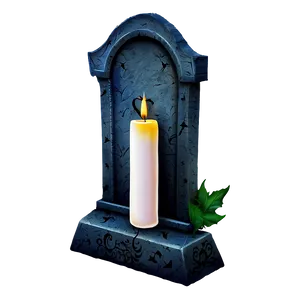 Tombstone With Candle PNG 05252024