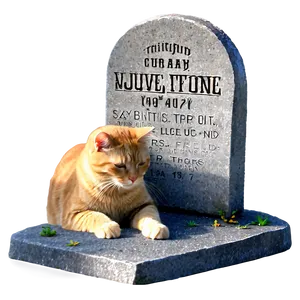 Tombstone With Cat PNG Rwl