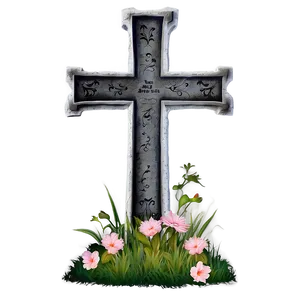 Tombstone With Cross PNG 05252024