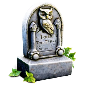 Tombstone With Owl PNG Rym97