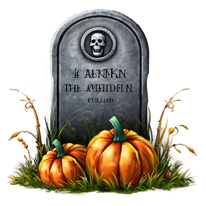 Tombstone With Pumpkin PNG 05252024