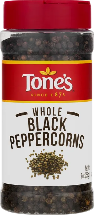 Tones Whole Black Peppercorns Container PNG image