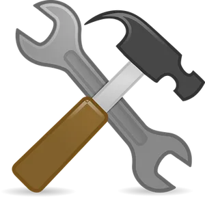 Tools Crossed Hammer Wrench Icon