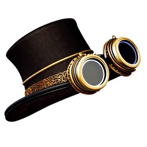 Top Hat With Goggles Png (for Steampunk Themes) Cpg PNG image