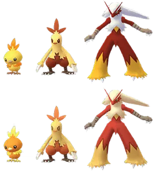 Torchic Combusken Blaziken Evolution Set