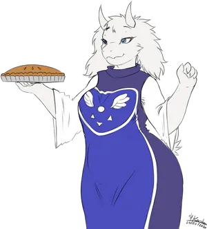 Toriel_ Holding_ Pie_ Animated_ Character PNG image