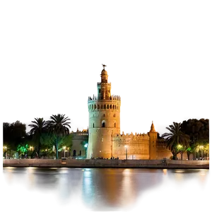 Torre Del Oro Sevilla Night View Png Aox75 PNG image