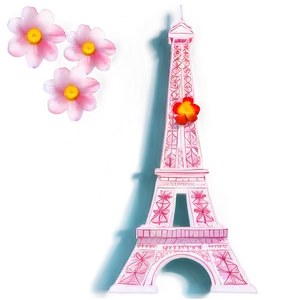 Torre Eiffel And Blooming Flowers PNG Jvr29 PNG