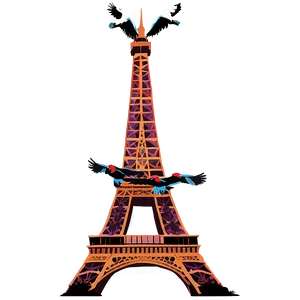 Torre Eiffel And Flying Birds Png 1 PNG image