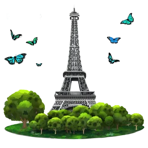 Torre Eiffel Surrounded By Greenery PNG 98