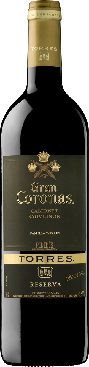 Torres Gran Coronas Cabernet Sauvignon Bottle PNG image