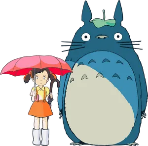 Totoroand Friend With Umbrella PNG image