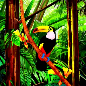 Toucan In The Rainforest PNG Wfs68