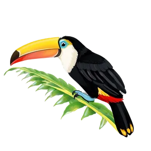 Toucan With Tropical Leaves PNG Mqi