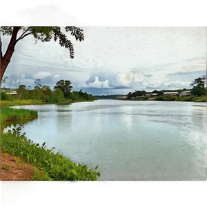 Town Riverfront View PNG Wri