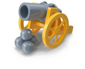 Toy Cannon With Cannonballs PNG image