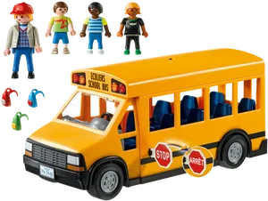 Toy School Busand Figures PNG image