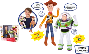 Toy Story Woodyand Buzz Lightyear Figureswith Child PNG image