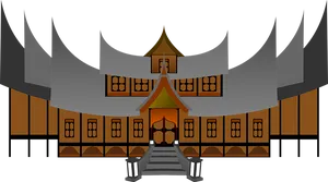 Traditional Asian Temple Illustration