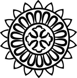 Traditional Blackand White Rangoli Design PNG image
