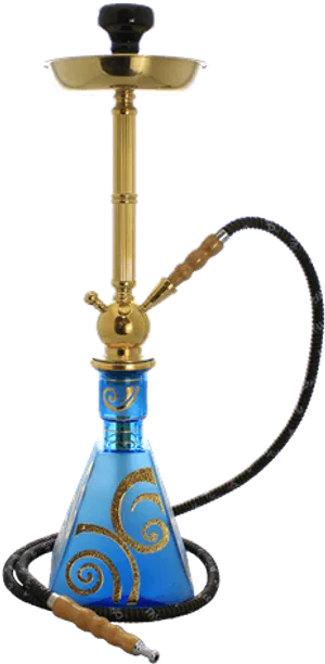 Traditional Blue Gold Hookah PNG image