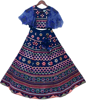 Traditional Blue Lehenga Choli Design PNG image