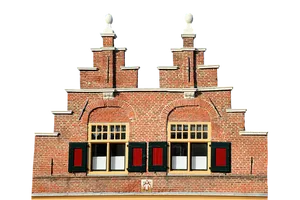Traditional Brick Facadewith Red Shutters